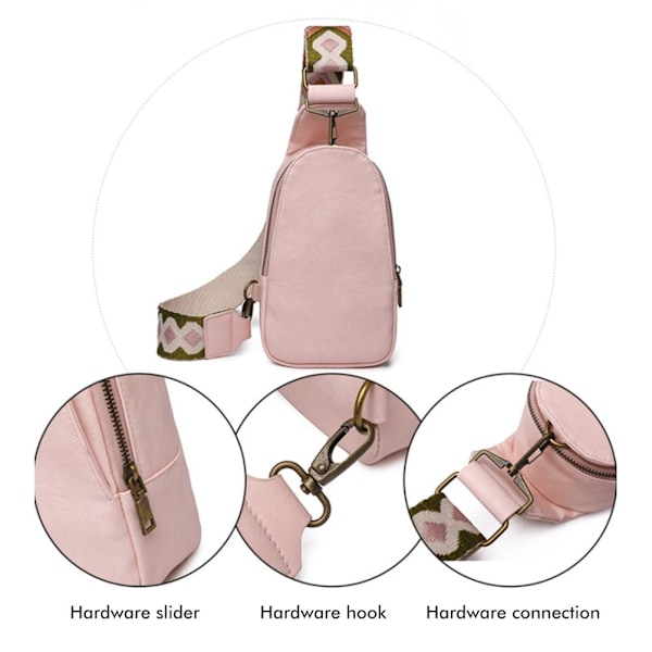 PU Läder Crossbody Sling Bag för Kvinnor Flerfunktionell Bröstväska Utomhus Vandring Resedagryggsäck