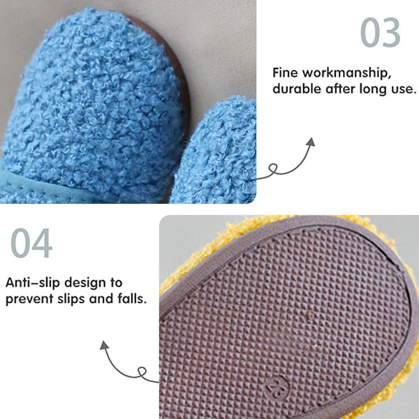 1 par Unisex Barn Toddler Tofflor Strumpor, Konstgjorda Ulltofflor med Halkfri Gummisula (Inre längd 13.5cm) blue 13.5cm