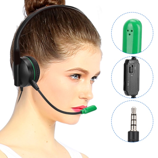 Ensidig headset huvudmonterade spelhörlurar för XBOX one svart grön