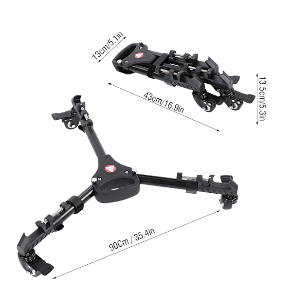 Kingjoy VX-600 Fällbar Tripod Dolly 3 Hjul Stativ Pulley Bas Universal Kamera