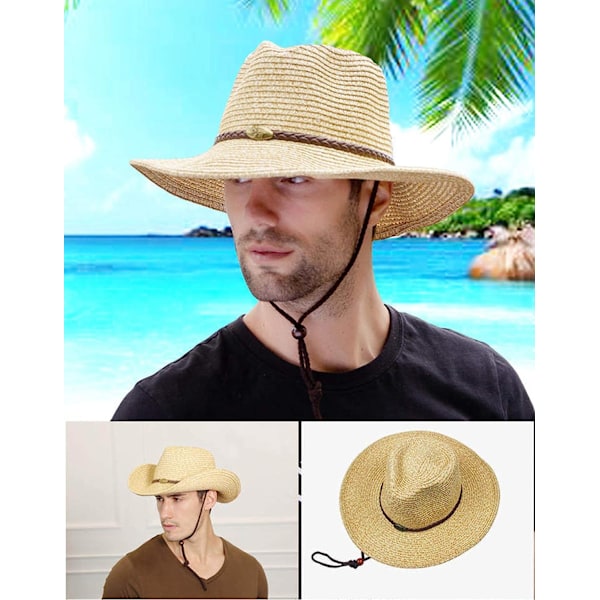 Hopfällbar sommarhalmhatt bred brätte Fedora solstrandhatt