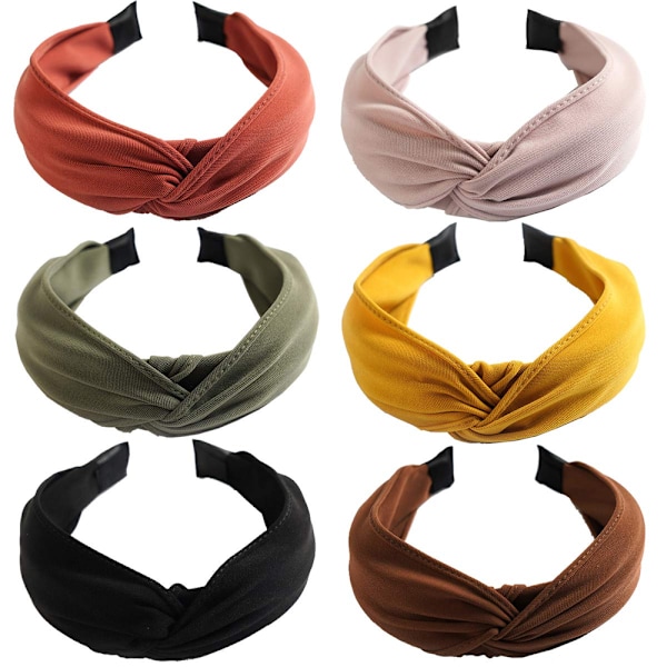 6 kpl Top Knot -panta naisille leveät solmitut panta Twist