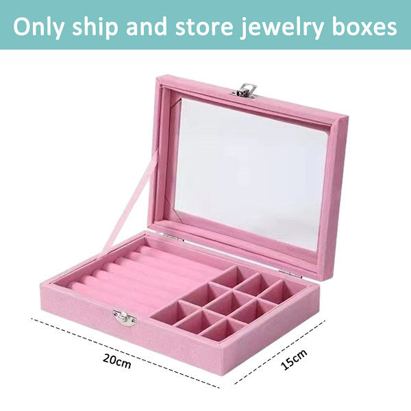 2 i 1 smykkeskrin ring øreringe arrangør holder stabelbar display showcase aflåselig smykker opbevaringsbakke gaver til piger kvinder, 20x15x5cm