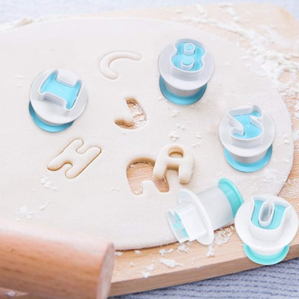 Dekorera Tårtor Cupcakes, Livsmedelsgodkända Mini Gemener Alfabet Fjäderstämplar, Direkt Prägling Fondant Stämplare för Tårtbakverk