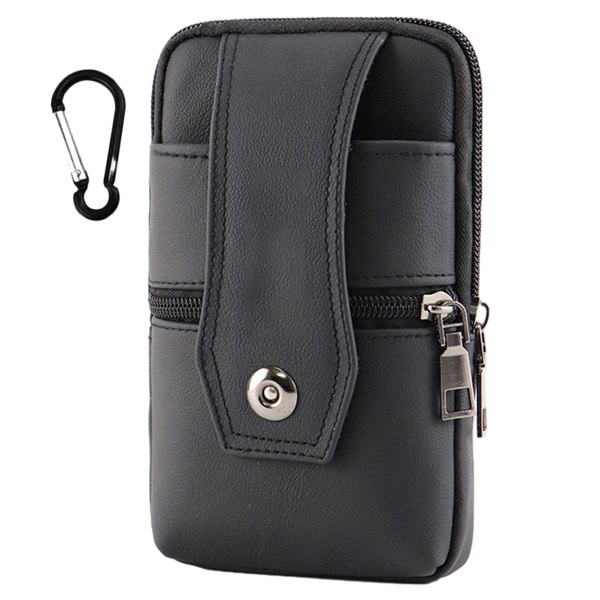 Leather mobile phone bag men wear belt vertical hanging buckle multifunctional bag