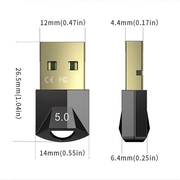 Bluetooth 5.0-adapter USB-dongel Bluetooth USB-dongel Bluetooth-sändare för PC