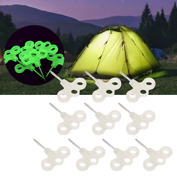 Tältpinnar med hög tryckhållfasthet för utomhusbruk, Lättviktiga bärbara självlysande tältpinnar för camping och vandring, Stabil prestanda med tre hål