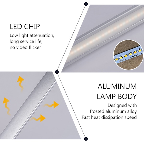 Skrivbordslampa i metall, dimbar LED-skrivbordslampa med ögonskydd och hopfällbar design, flera ljusstyrkor och lägen för hemmakontor, touchkontroll, automatisk timer