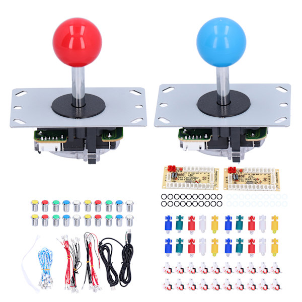 Arcade-peli DIY-osakokoelma Joystick-tarvikkeet LED-arcade-painikkeet PC-peleille 5V2 pelaajan elektrolyyttijoystick