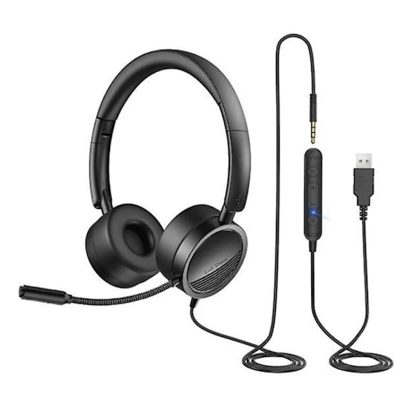Professionellt Stereoheadset med Mikrofon för Tydlig Kommunikation, Bredbandsljud & Högkvalitativ Brusreducering, Plug and Play för Windows,