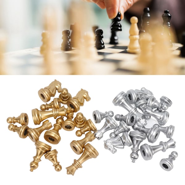 Ersättningsschackpjäser, Magnetiskt schackset i plast för proffs eller nybörjare, Inkluderar 32 pjäser 4,9 cm kungfigurer med flockningsprocess,