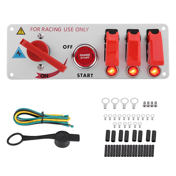 12V Racing Bil Tændingspanel Motor Start LED Trykknap Skiftepanel