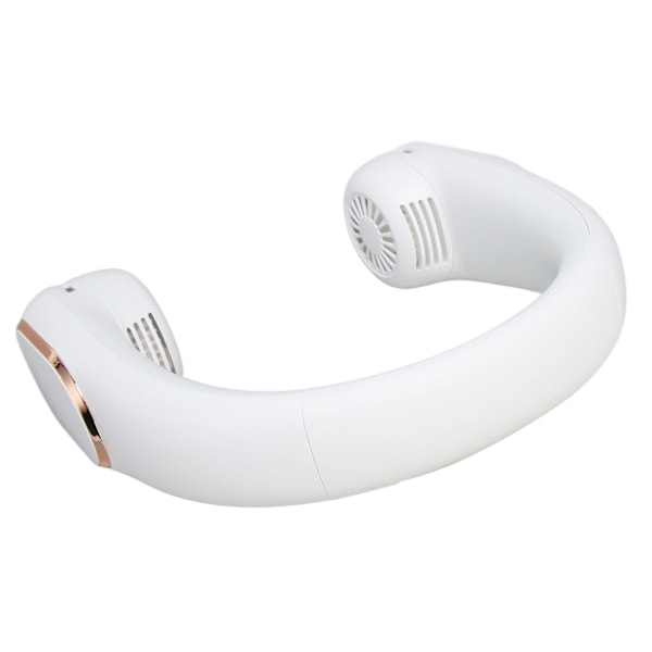 Halsfläkt 4 Hastigheter Tyst Bladlös USB Uppladdningsbar 2400mAh Batteri LED Digital Display Portabel Hands Free Fläkt Vit