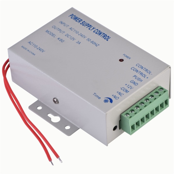 Ingång AC110V-240V Utmatning DC 12V 3A 30W Strömförsörjningskontroll för Dörråtkomstkontrollsystem