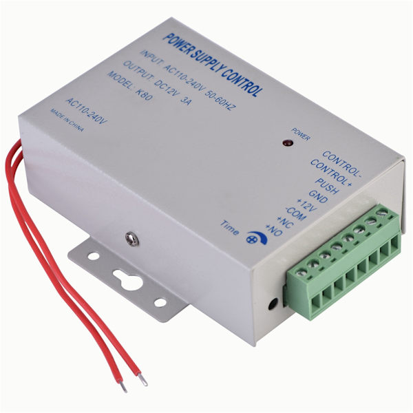 Ingång AC110V-240V Utmatning DC 12V 3A 30W Strömförsörjningskontroll för Dörrtillträdeskontrollsystem