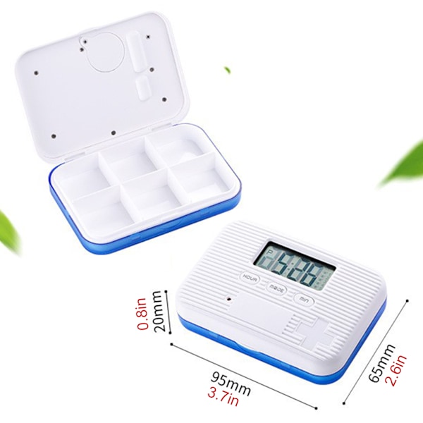 Dammtät och fuktsäker pillerbehållare, automatisk pilldispenser, digital pillerpåminnare, reptåligt material, vibrerande larmpåminnare