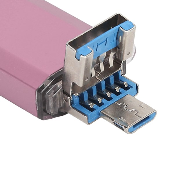 U Disk 3 i 1 Höghastighets USB3.0 Flash Disk i Roséguld av Aluminiumlegering för Mobiltelefoner och Datorer (256GB)