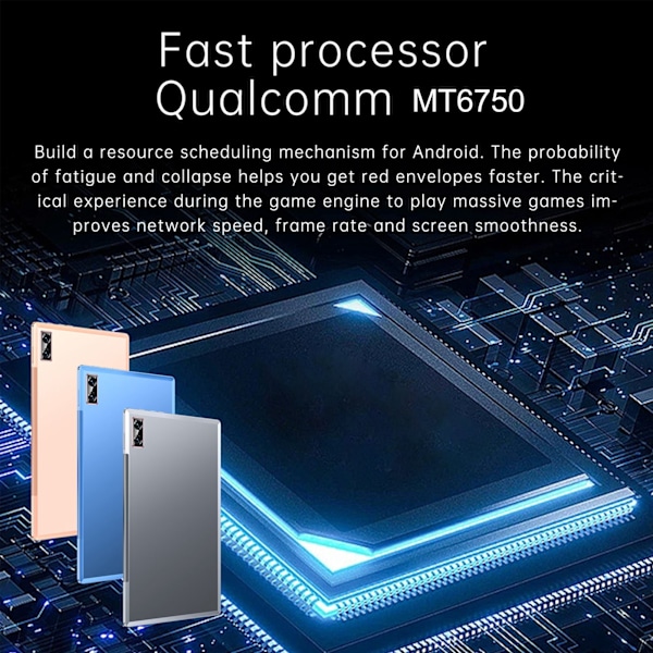 10 Tum Tablet Blå 1200x1920 FHD 6GB RAM 256GB ROM 2.0GHz Octa Core 13Mp Kamera 7000mAh 5G WiFi Kontorstablet 100‑240V EU-kontakt Blå