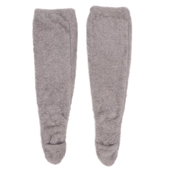 Over Knee Fuzzy Socks Vinter Hjem Sove Myk Tykk Pustende Plysj Strømper Benvarmer Grå