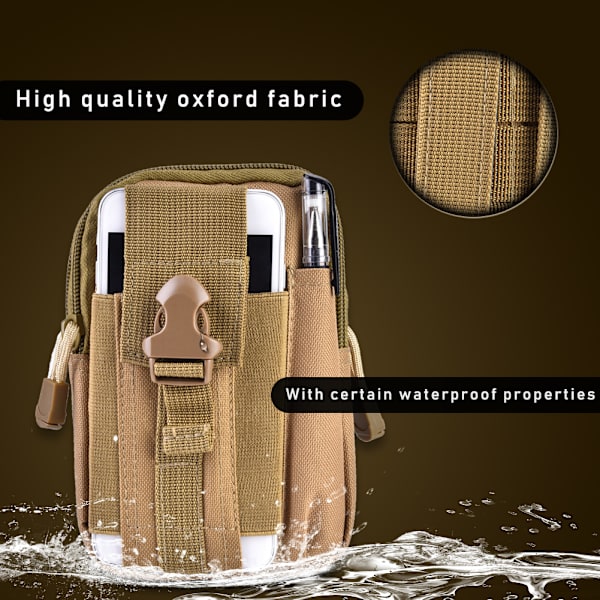 Hållbar multifunktionell unisex utomhus bärbar taktik sport midjeväska (Khaki)