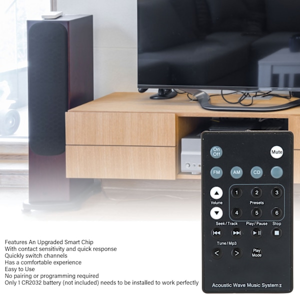 Fjernbetjening til Sound Touch Wave Music Radio System I II III IV til CD AWRCC1 AWRCC2 AWRCC3 Sort
