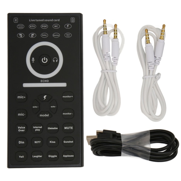 Mini stemmeveksler enhed multi lydeffekter plug and play håndholdt live lydkort til telefon pc