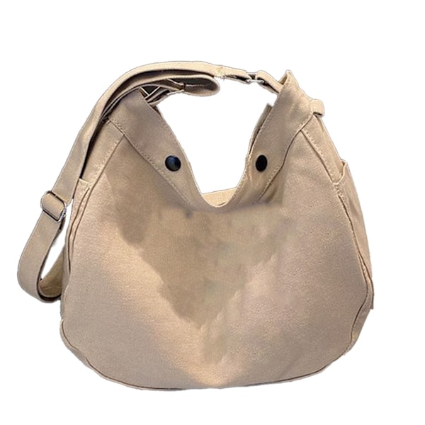 Dame Canvas Messenger Bag Stor Kapasitet Multifunksjonell Utsøkt Skulder Bag for Reiser Pendling Khaki Fri Størrelse