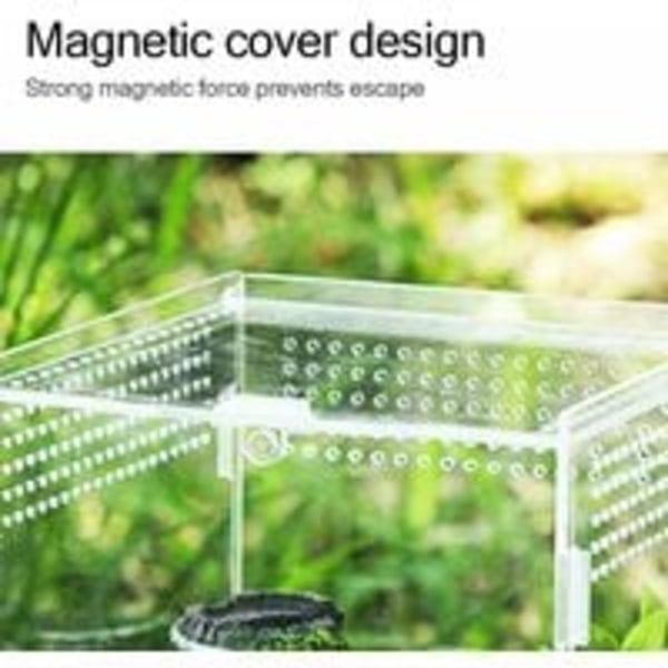 Spindelterrarium, Reptiluppfödningslåda med magnetisk stängning, Akrylmatningslåda för 360 graders transparent observation, Portabelt terrarium för