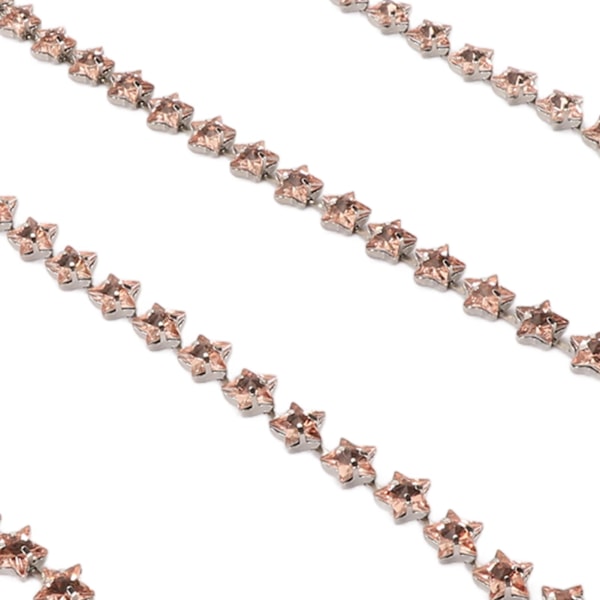 1 m Stjärna Strass Trim Kedja DIY Klippbar 1 cm Bredd Färgäkta Kristall Strass Klo Kedja för Kläder Hantverk Champagne