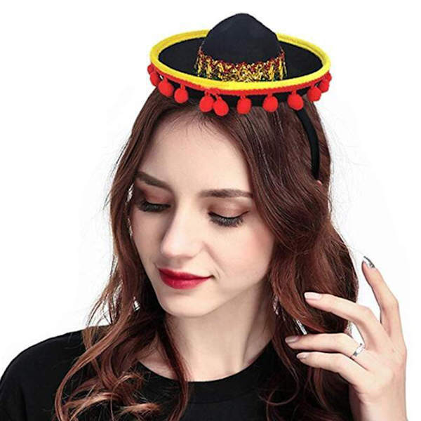 3-pack Cinco De Mayo Fiesta-pannband, festdekorationer, icke-vävda och halm Sombrero-fest hattar fotobås rekvisita för barn husdjur