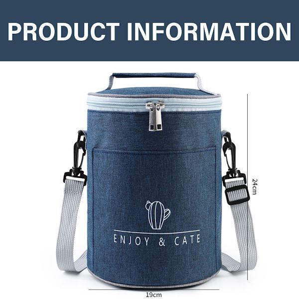 Lunch Tote Bag Oxford Bärbar Bento Väskor Rund Resa Isolerad Lunch Cooler Bag Aluminiumfolie Behållare för Picknick Camping Kontor
