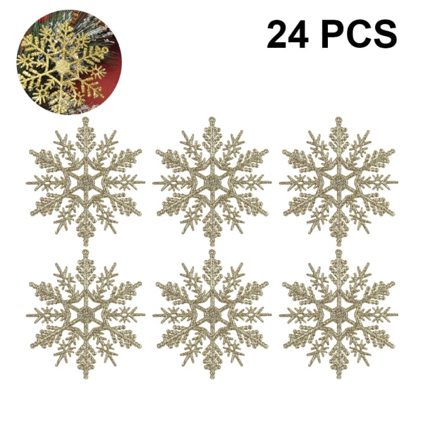 24 st Plast Jul Glitter Snowflake