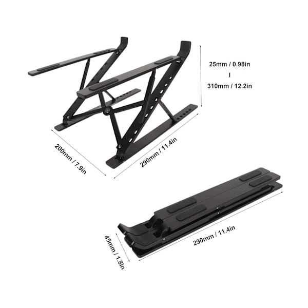 Justerbar bærbar computer stand dobbelt foldbar bærbar computer skrivebordsstativ aluminium pc riser til varmeafledning