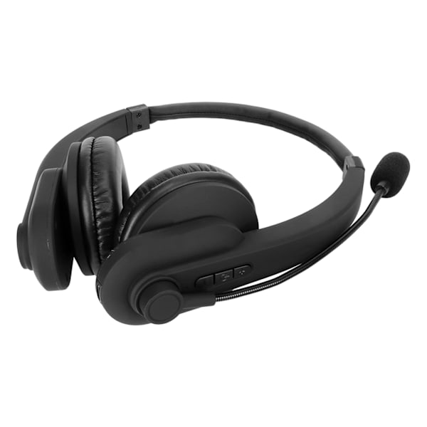 Trådløst headset Bluetooth 5.2 støjreduktion behageligt telefon headset med roterbar mikrofon til kontor sort