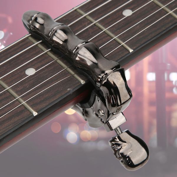 Skalle Gitarr Capo Justerbar Spänning Tillbehör Delar för Folk Akustisk Gitarr UkuleleSvart