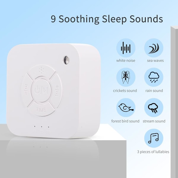 Dream Symphony, Portabel Ljudmaskin för Sömn, Lugnande Ljud Utan Loopar, Uppladdningsbart Batteri, 9 Ljud Volymkontroll, Timerinställningar för Hemmet