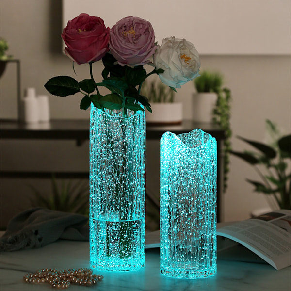 Högkvalitativt handblåst glas starkare än vanligt, modern räfflad glasvas, unik design lämplig för heminredning och vardagsbruk, transparent, 10
