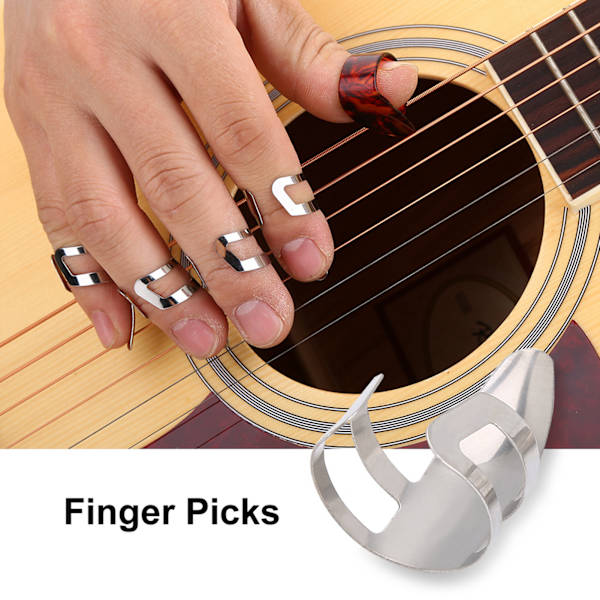 15 st DIY tumme pekfinger fingerplockar skyddstillbehör med förvaringslåda för gitarr