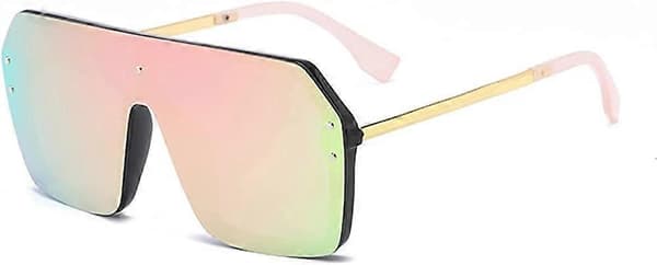 Overdimensionerede solbriller kompatible med kvinder Trendy One Piece Flat Top Rimless Solbriller Siamese Store Store Nuancer