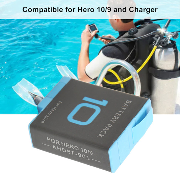GoPro Hero 9 10 Batteritillbehör, Långvarigt Uppladdningsbart Batteri för Hero 9 Black, Flera Kretsskydd för Säker och Pålitlig Prestanda