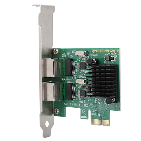 10/100/1000Mbps RJ-45*2 Dubbelport PCI-Ex1 GigabiT Nätverkskort för 8102-T2