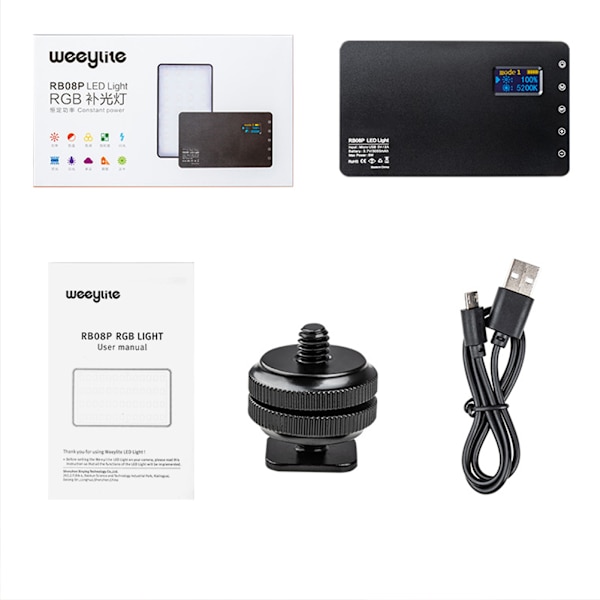 RB08P RGB täyden värin valon kaksoisvärilämpötila korkea CRI LED täyttövalo puhelin SLR-kamera valokuvauslamppu