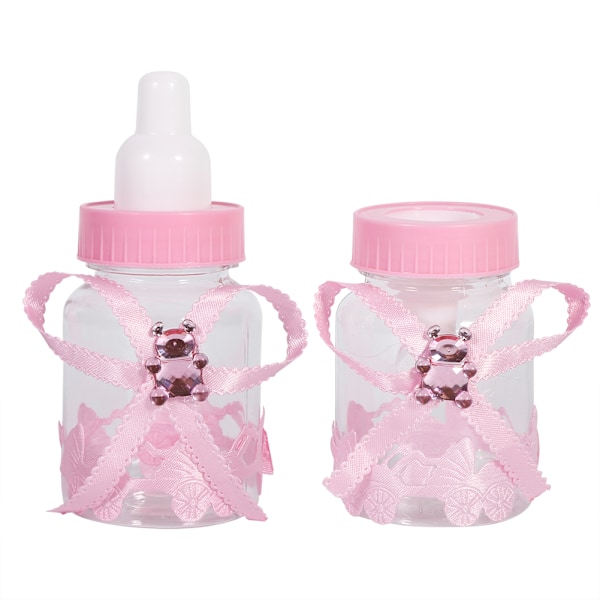 50 stk. godteriflasker i form av babyflasker til baby shower, barneselskap, bryllup eller bursdag (rosa)