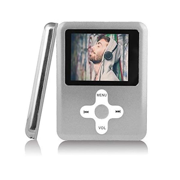 Digital musikspelare, mini LCD-skärm och lång batteritid (Silver)