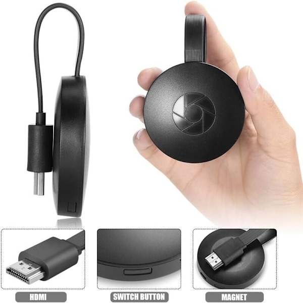 Trådlös Display Adapter för 3D Stereo HD-TV, Bärbara Datorer & Smartphones, Portabel & Tålig Multimedia Streaming Dongel med Intern Antenn för Stabil Anslutning