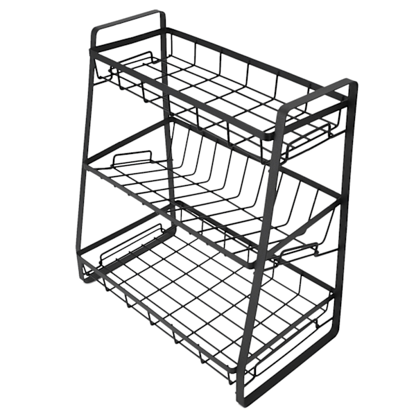 Krydderhylle i metall, 3-lags avtakbar stående oppbevaringshylle for kjøkkenkrydder til benkeplate bad