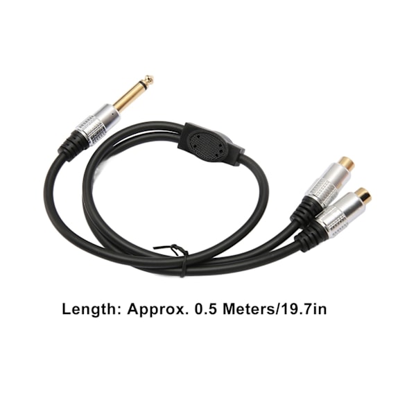 Dobbelt RCA til 6,35 mm Y-splitterkabel Guldbelagt Dobbelt RCA Hunkontakt til 6,35 mm 1/4 Tommer TS Han-stik Kabel 19,7 tommer