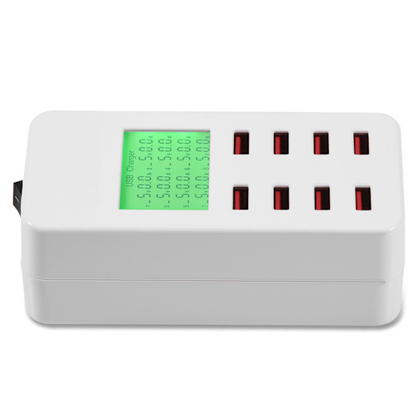 40W 8-portars snabb smart USB-laddare laddningsstation med LCD för iPhone/iPad/Andoird mobiltelefon EU