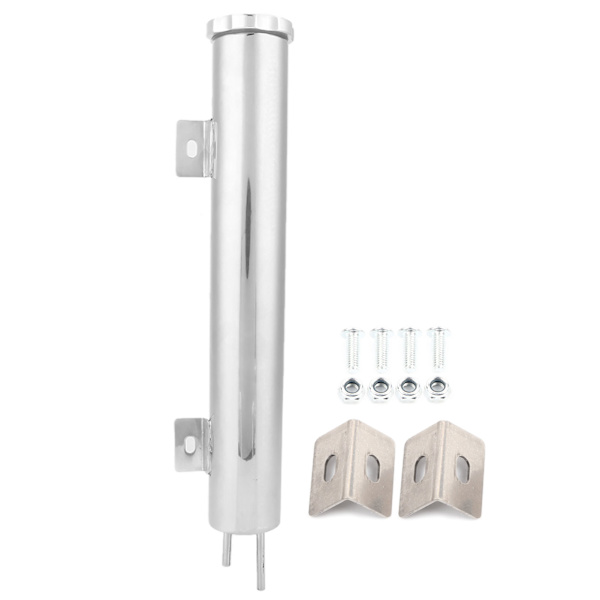 2 x 13in Rustfrit Stål Radiator Kølevæske Ekspansionsbeholder Universal Bil Tilbehør