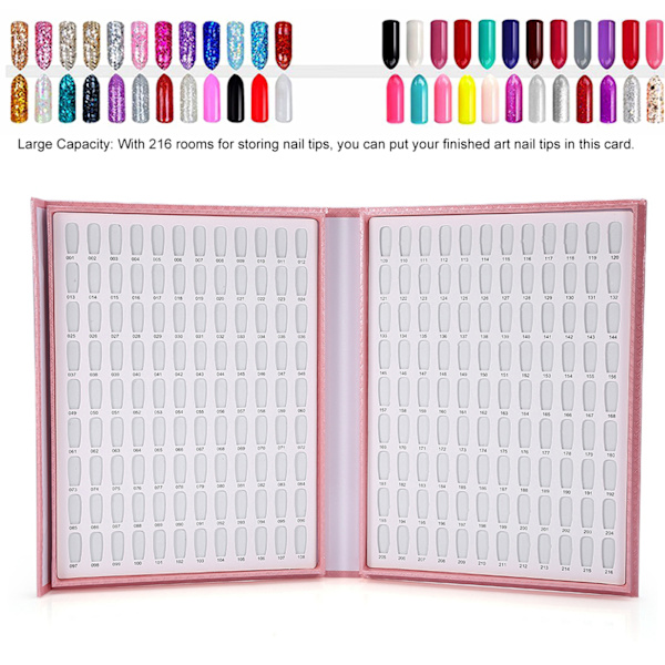 216 färger nagelgel färgkort nagellack display diagram bok nagelkonst visning hylla rosa